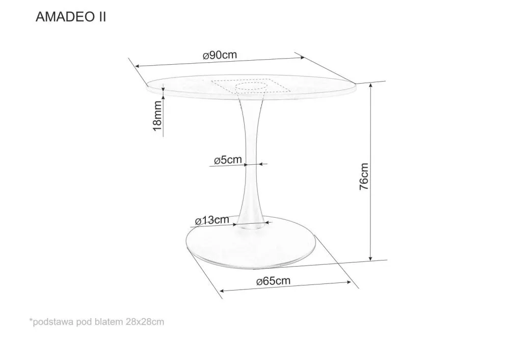 Stół okrągły AMADEO II 90x90 orzech/czarny na jednej nodze I sklep meblowy MIRAT. styl LOFT