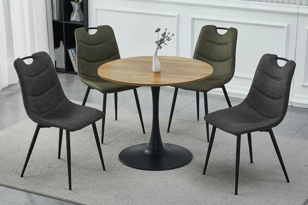 Stół okrągły AMADEO II 90x90 dąb/czarny w stylu industrialnym I sklep meblowy MIRAT. styl LOFT