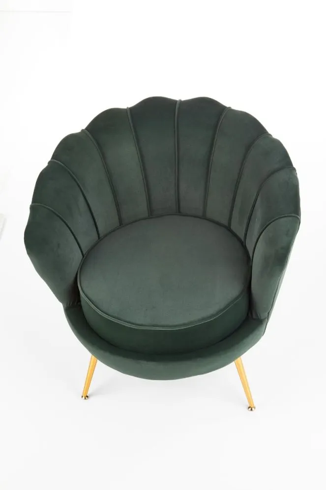 Fotel AMORINITO ciemny zielony na chromowanych nogach złotych/czarnych | MIRAT. w stylu GLAMOUR, PASTELE kolekcja
