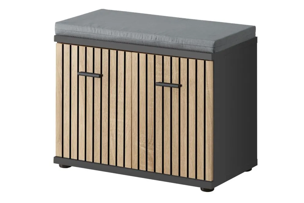 Szafka na buty z siedziskiem MARCO antracyt/dąb artisan z siedziskiem I sklep meblowy MIRAT.