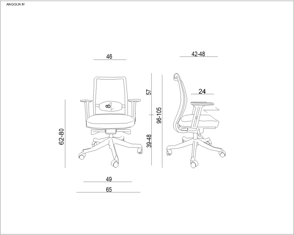 Fotel biurowy ANGGUN M czarny z regulowanymi podłokietnikami | MIRAT. w stylu  kolekcja