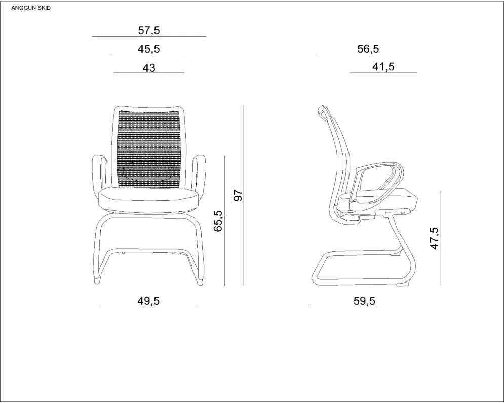Fotel ANGGUN SKID czarny na płozach z podłokietnikami | MIRAT.