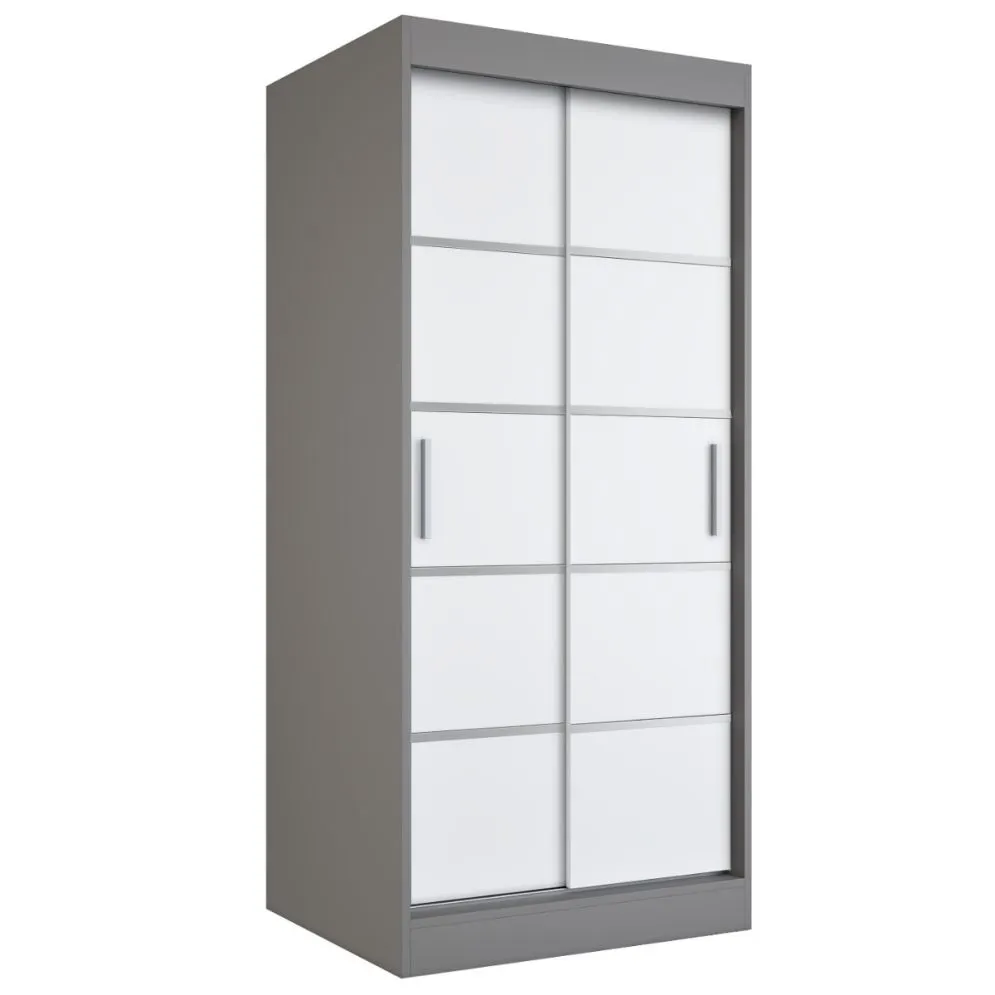 Szafa przesuwna MODUO COMFORT 90 antracyt/biała mat z ozdobnymi listwami | MIRAT. w stylu  kolekcja MODUO COMFORT