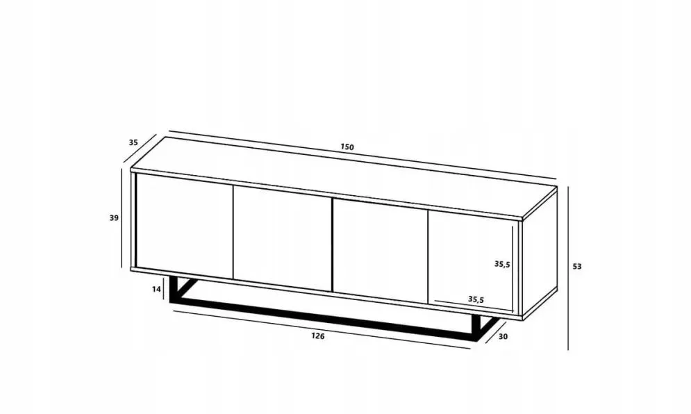 Szafka RTV NILA 3 150 dąb wotan/grafit mat z półkami | MIRAT. styl LOFT kolekcja NILA
