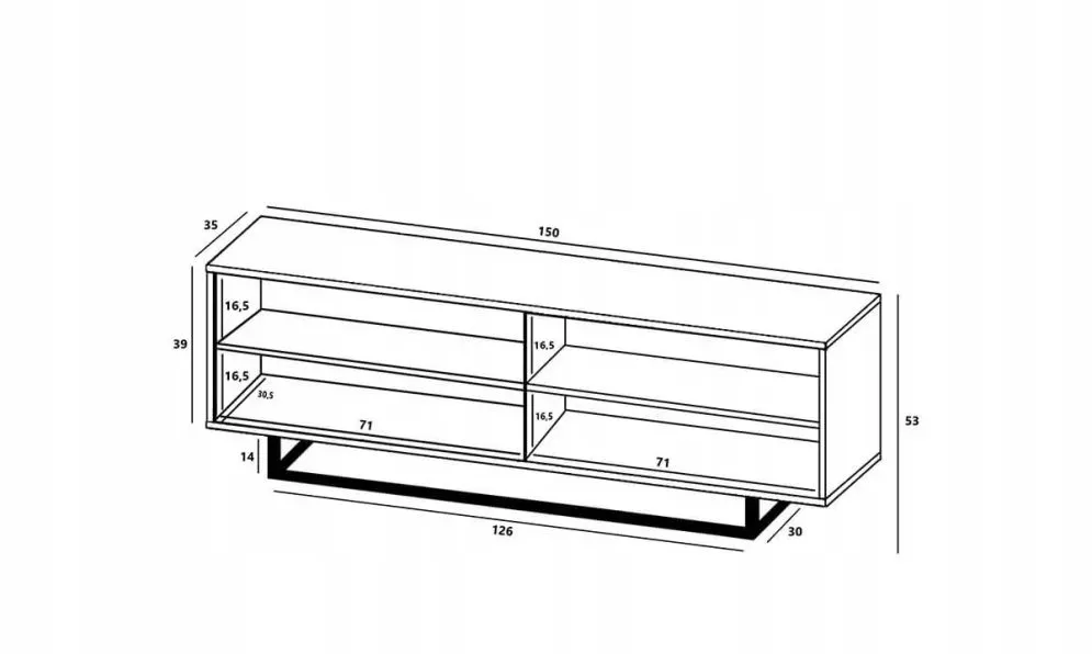 Szafka RTV NILA 3 150 dąb wotan/czarna mat z półkami | MIRAT. styl LOFT kolekcja NILA