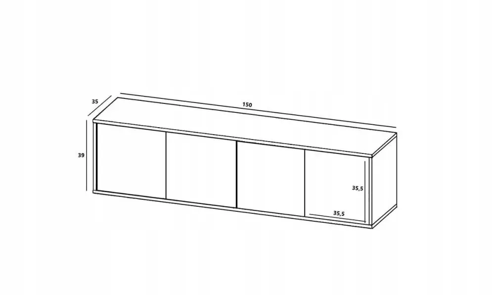 Szafka RTV NILA 4 150 dąb wotan/czarna mat z półkami | MIRAT. styl LOFT kolekcja NILA