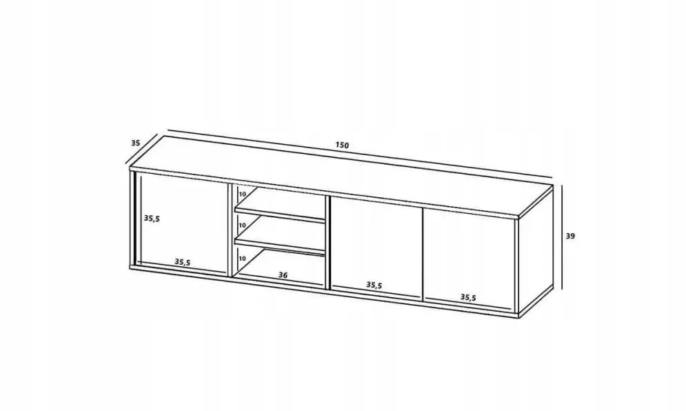 Szafka RTV NILA 2 150 dąb wotan/czarna mat z półkami | MIRAT. styl LOFT kolekcja NILA