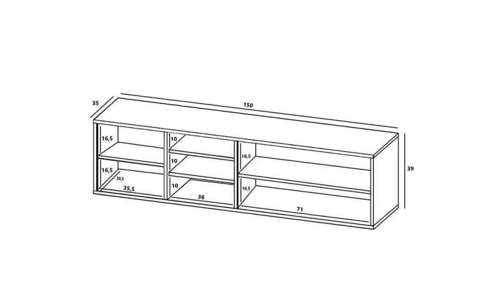 Szafka RTV NILA 2 150 dąb wotan/czarna mat z półkami | MIRAT. styl LOFT kolekcja NILA
