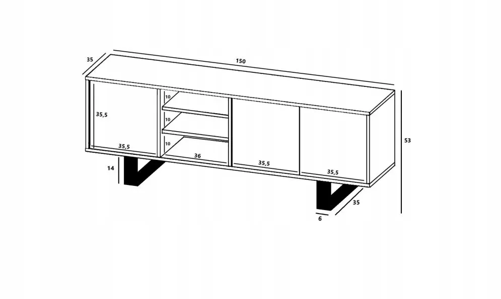 Szafka RTV NILA 5 dąb wotan/czarny mat industrialna  I sklep meblowy MIRAT. styl LOFT kolekcja NILA