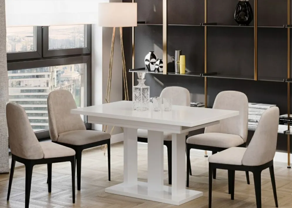 Stół rozkładany APPIA 130(210)x80 biały połysk do nowoczesnej jadalni I sklep meblowy MIRAT.