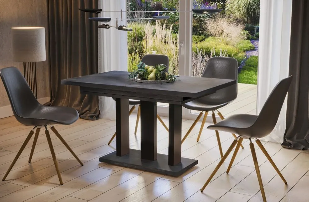 Stół rozkładany APPIA 130(210)x80 beton ciemny/czarny mat industrialny I sklep meblowy MIRAT.