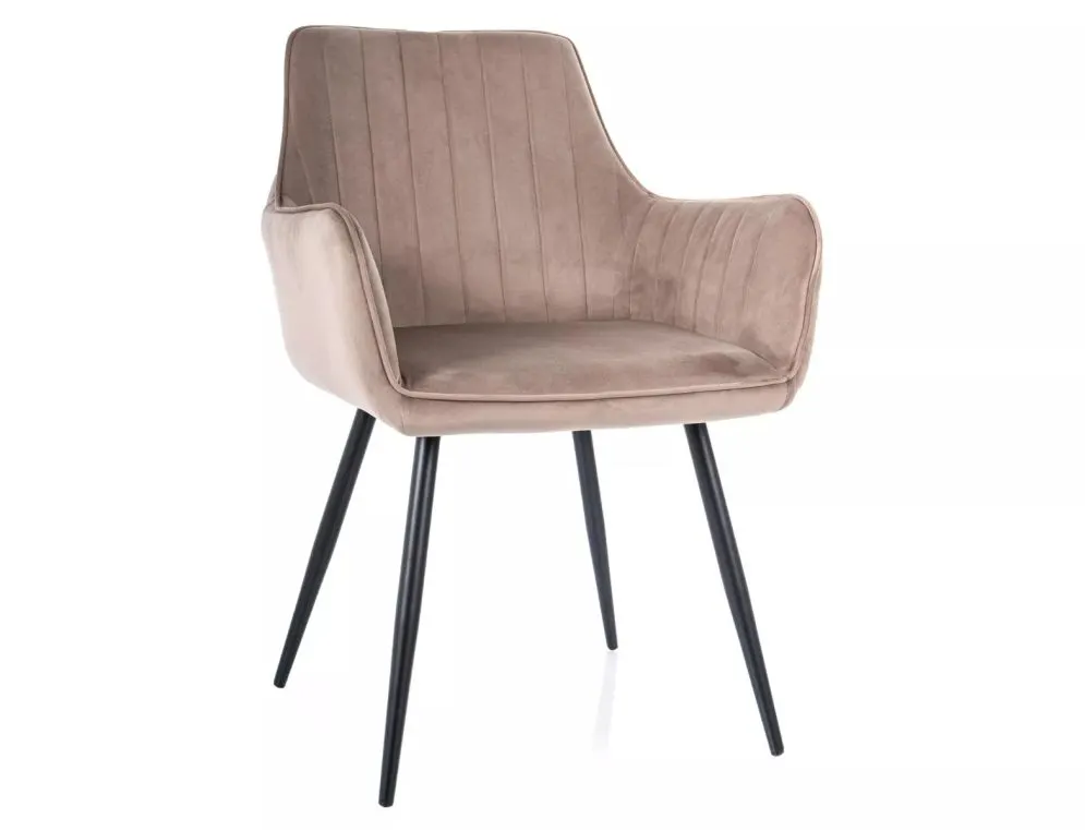 Krzesło tapicerowane APPLE VELVET ciemnobeżowe welurowe I sklep meblowy MIRAT. styl GLAMOUR
