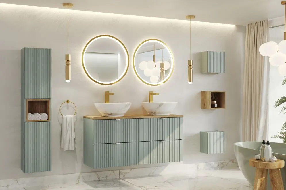 Szafka łazienkowa Line Reed Green D 83-30-1DQ 30x30cm zielona ryflowany front I sklep meblowy MIRAT. styl RYFLOWANY kolekcja LINE REED GREEN