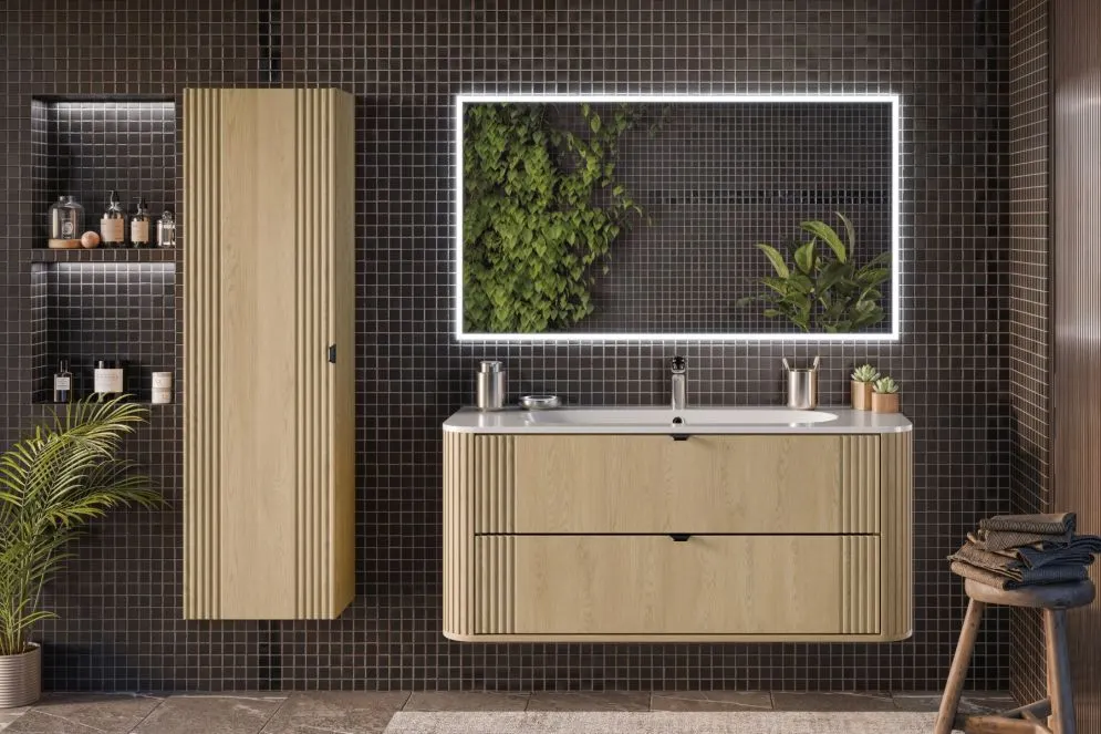 Polska szafka pod umywalkę OVALIA CREMONA 2S 120cm dąb cremona I sklep meblowy MIRAT. styl RYFLOWANY, SKANDYNAWSKI kolekcja OVALIA