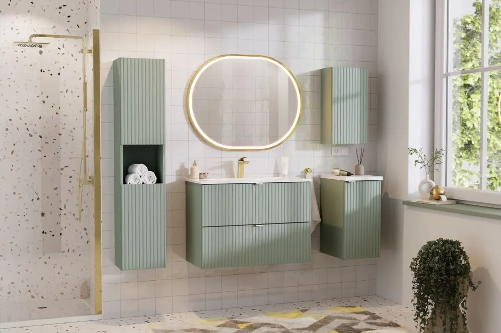 Szafka pod umywalkę LINE REED GREEN D 83-30-1D 30cm zielona górna I sklep meblowy MIRAT. styl RYFLOWANY
