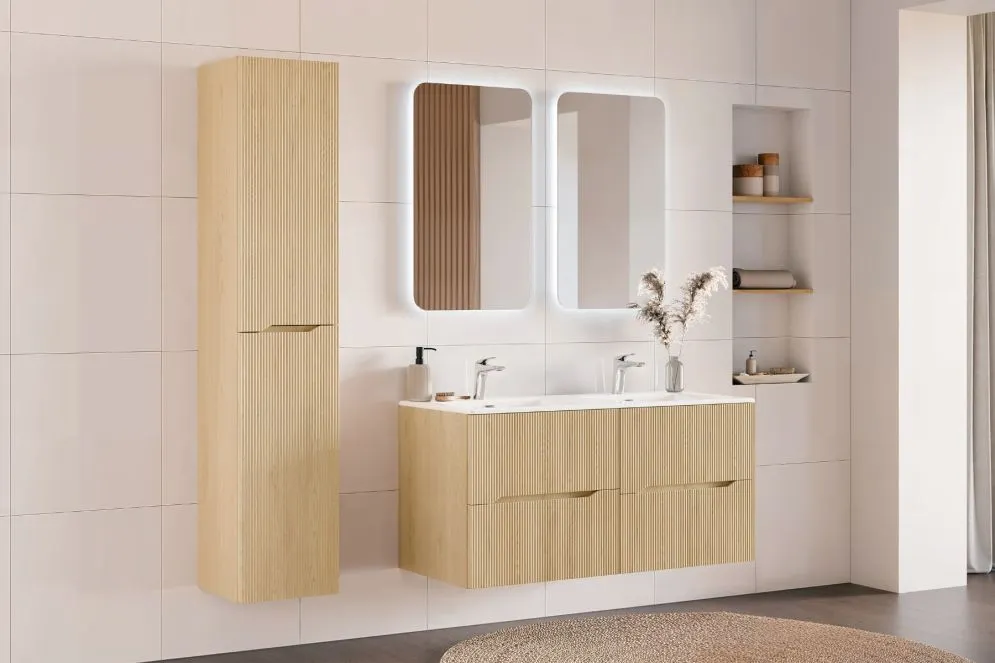 Szafka pod umywalkę NORDIC CREMONA 2S 60cm dąb cremona wisząca I sklep meblowy MIRAT. styl RYFLOWANY, SKANDYNAWSKI kolekcja CD-NORDIC