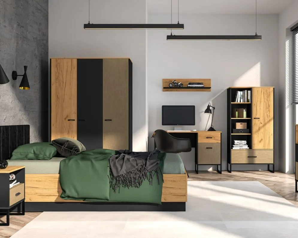 Regał COLT dąb złoty craft/czarny I sklep meblowy MIRAT. styl LOFT kolekcja COLT