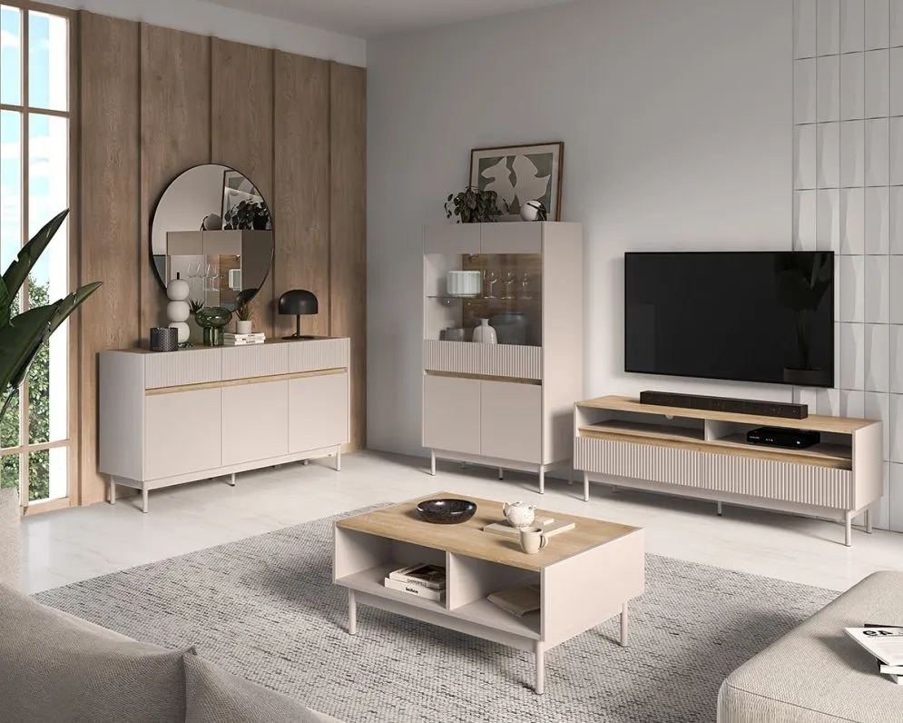 Komoda DUMI 06 2D2S 104 kaszmirowa/dąb cremona I sklep meblowy MIRAT. kolekcja DUMI