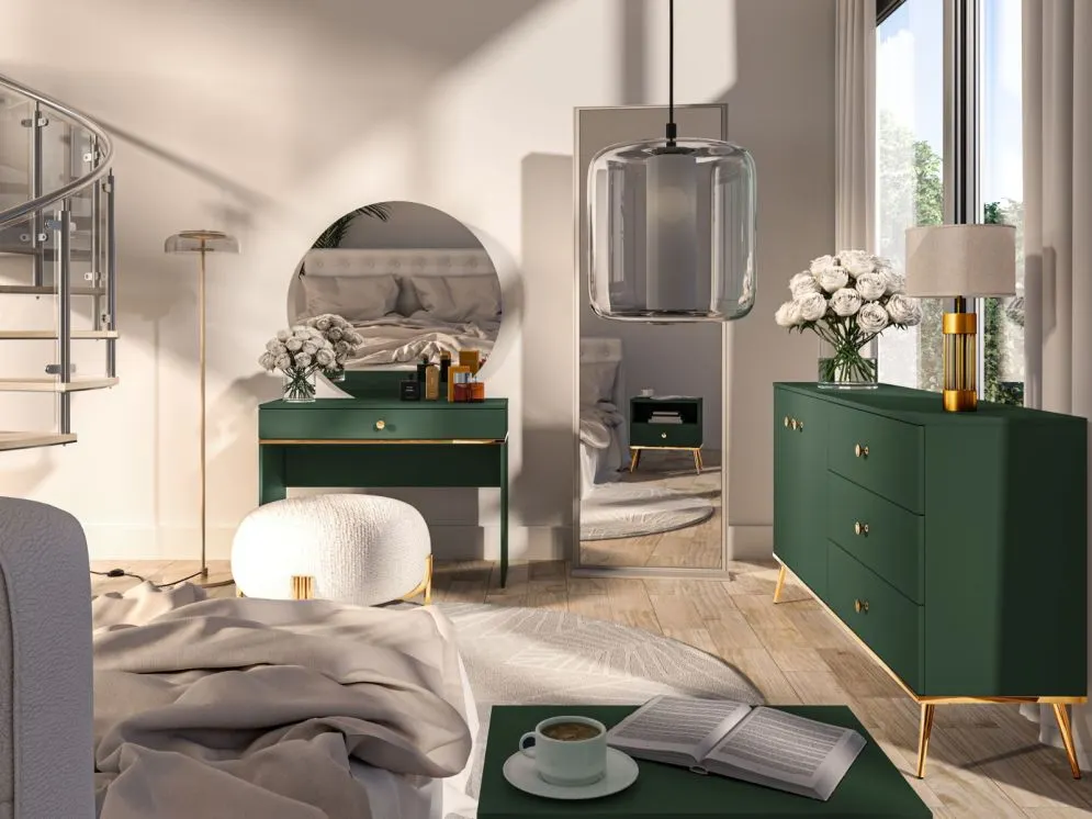 Toaletka GRIN zielona w stylu glamour I sklep meblowy MIRAT. styl GLAMOUR kolekcja GRIN