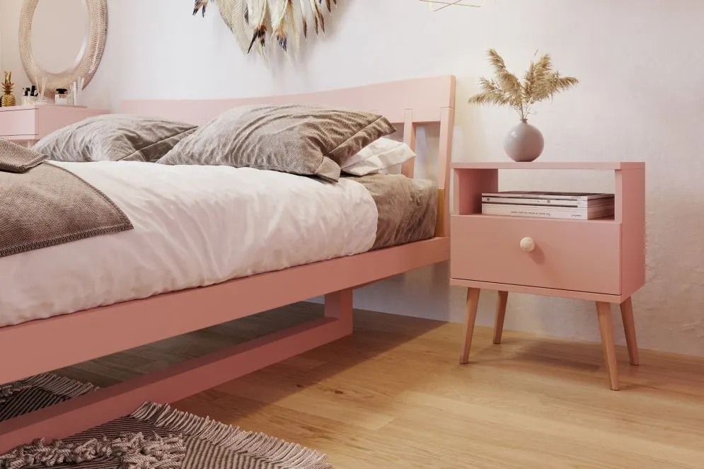 Stolik nocny LEBEL różowy z szufladą do I sklep meblowy MIRAT. styl SKANDYNAWSKI