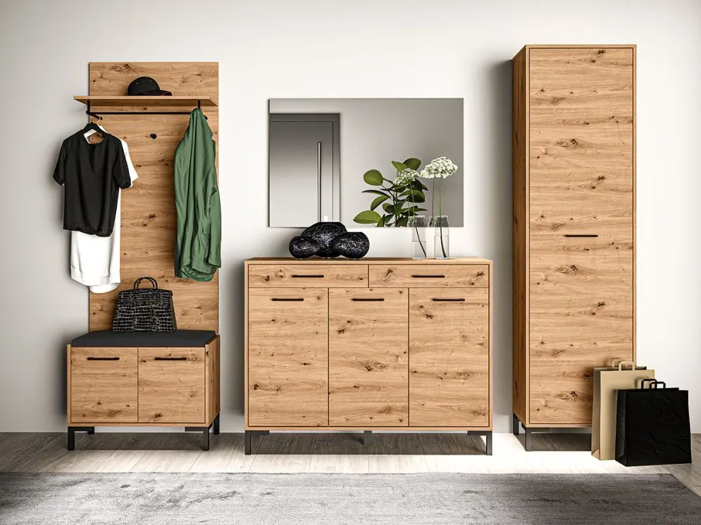 Wieszak do przedpokoju NIKOLA 69 dąb artisan wiszący z półką I sklep meblowy MIRAT. styl LOFT kolekcja NIKOLA