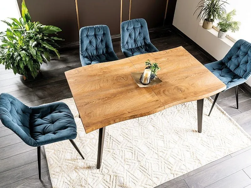 Stół z falowanym blatem Fresno 120(180)x80 cm dąb | MIRAT styl LOFT