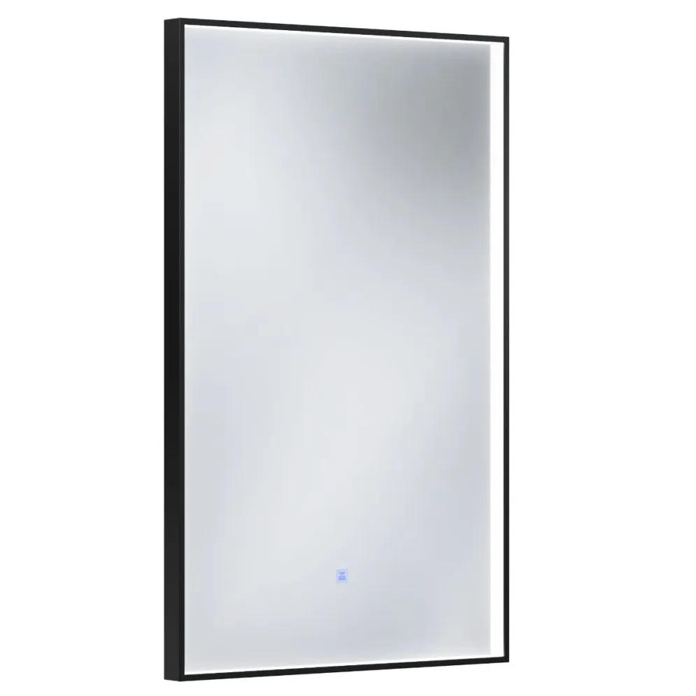 Lustro łazienkowe LED FRAME 50x80 cm w czarnej ramie z regulacją światła | MIRAT