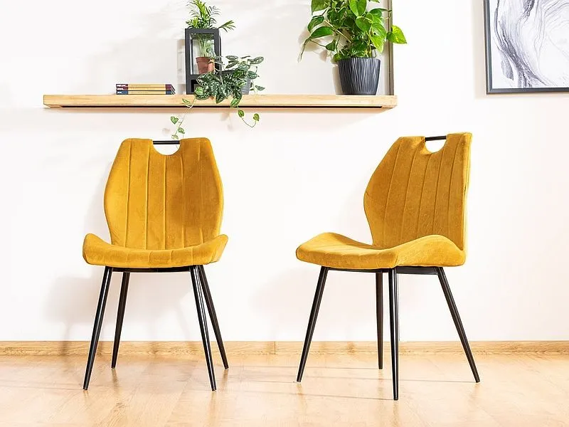 Krzesło ARCO VELVET curry welurowe z przeszyciami | MIRAT. w stylu GLAMOUR, LOFT kolekcja