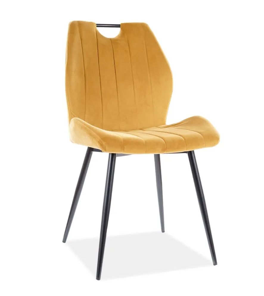 Krzesło ARCO VELVET curry welurowe z przeszyciami | MIRAT. w stylu GLAMOUR, LOFT kolekcja