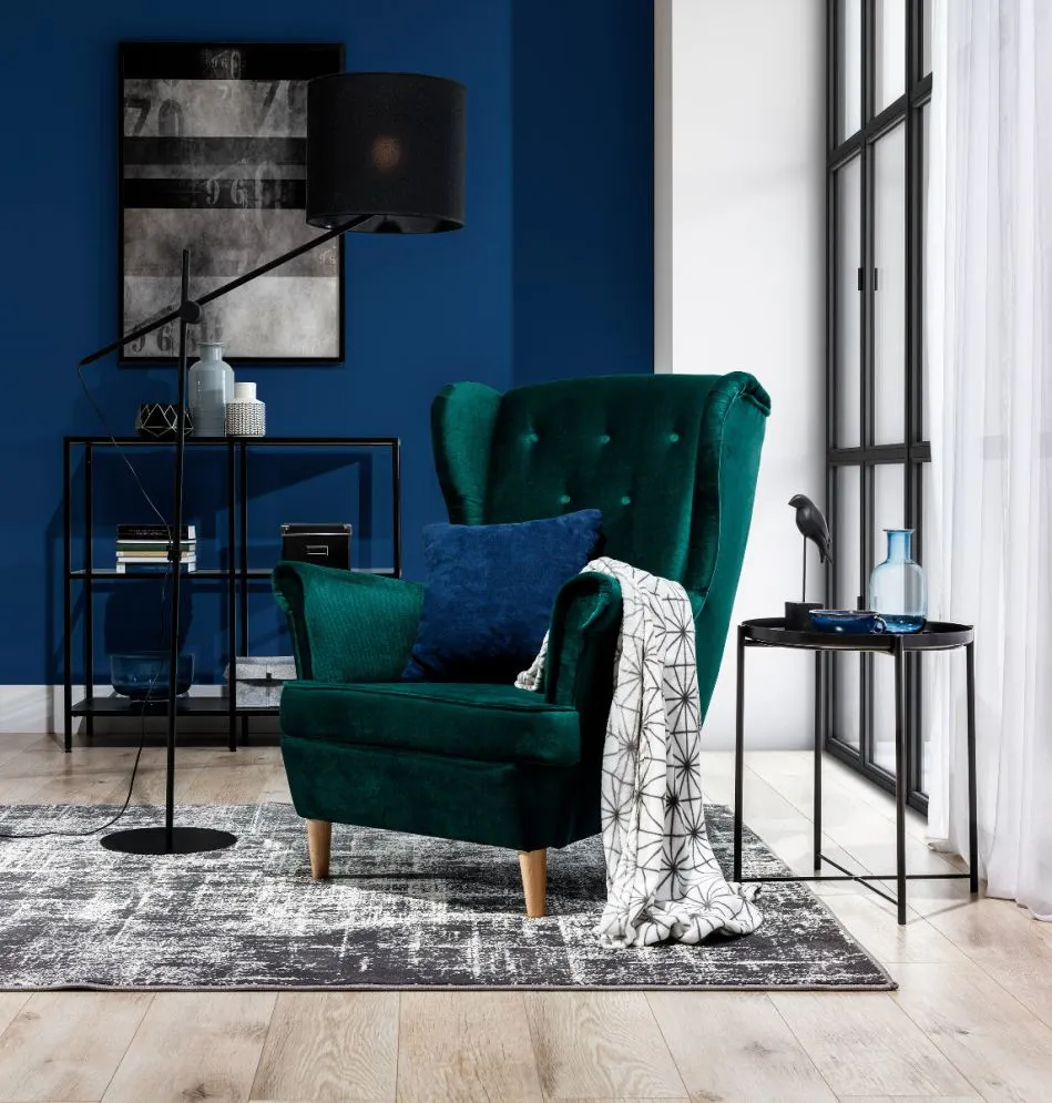 Fotel uszak AROS VELVET zielony pikowany | MIRAT. w stylu GLAMOUR kolekcja