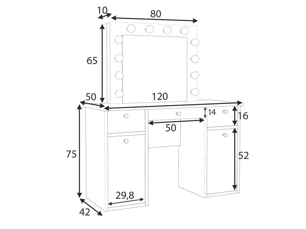 Toaletka ORAWA biały mat z lustrem do sypialni | MIRAT. w stylu SKANDYNAWSKI kolekcja