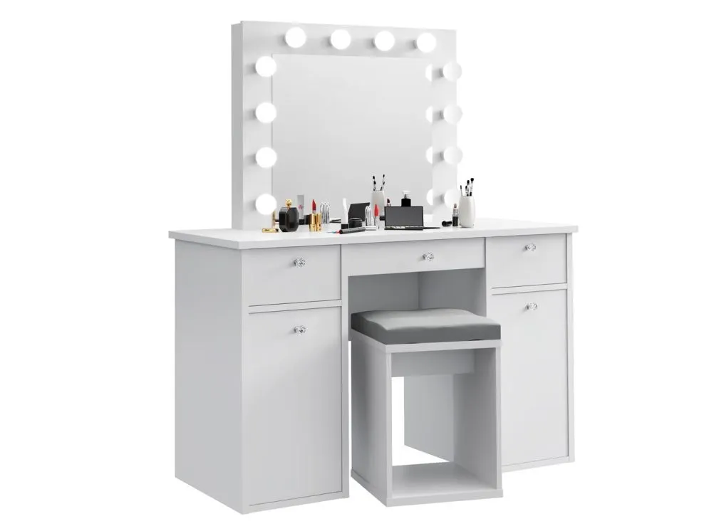 Toaletka ORAWA biały mat z lustrem do sypialni | MIRAT. w stylu SKANDYNAWSKI kolekcja