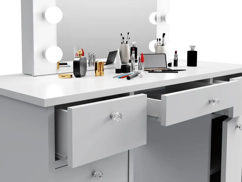 Toaletka ORAWA biały mat z lustrem do sypialni | MIRAT. w stylu SKANDYNAWSKI kolekcja