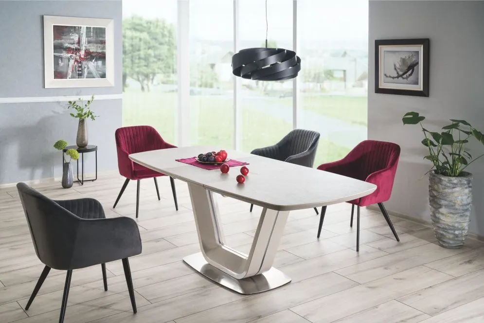 Stół ARMANI CERAMIC160(220)x90 szary mat z systemem rozkładania motylkowego | MIRAT. styl GLAMOUR