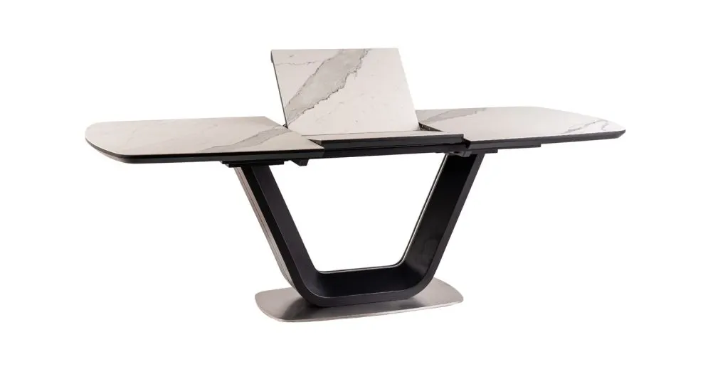 Stół ARMANI CERAMIC160(220)x90 biały/czarny z efektem marmuru | MIRAT. styl GLAMOUR