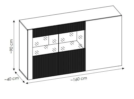 Komoda ARON 160cm dąb ribbeck/czarny mat ryflowana I sklep meblowy MIRAT. styl RYFLOWANY kolekcja ARON