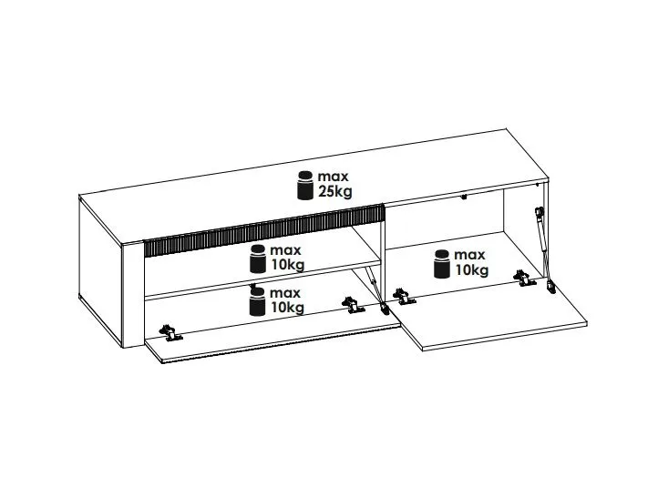 Meblościanka ARON LED dąb ribbeck/czarny mat nowoczesna I sklep meblowy MIRAT. styl RYFLOWANY kolekcja ARON