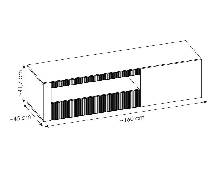 Szafka RTV ARON 160 dąb ribbeck/czarny mat ryflowana I sklep meblowy MIRAT. styl RYFLOWANY kolekcja ARON