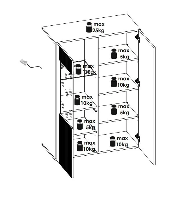Meblościanka ARON LED dąb ribbeck/czarny mat nowoczesna I sklep meblowy MIRAT. styl RYFLOWANY kolekcja ARON