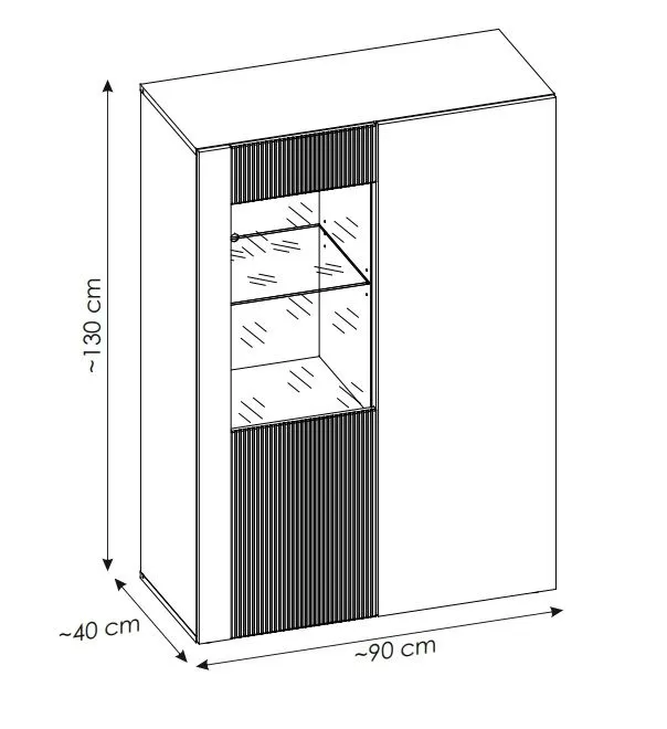Meblościanka ARON LED dąb ribbeck/czarny mat nowoczesna I sklep meblowy MIRAT. styl RYFLOWANY kolekcja ARON