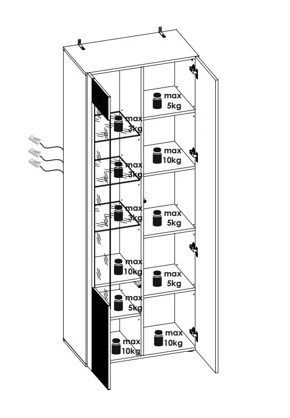 Witryna wysoka ARON LED 70cm dąb ribbeck/czarny mat ryflowana I sklep meblowy MIRAT. kolekcja ARON