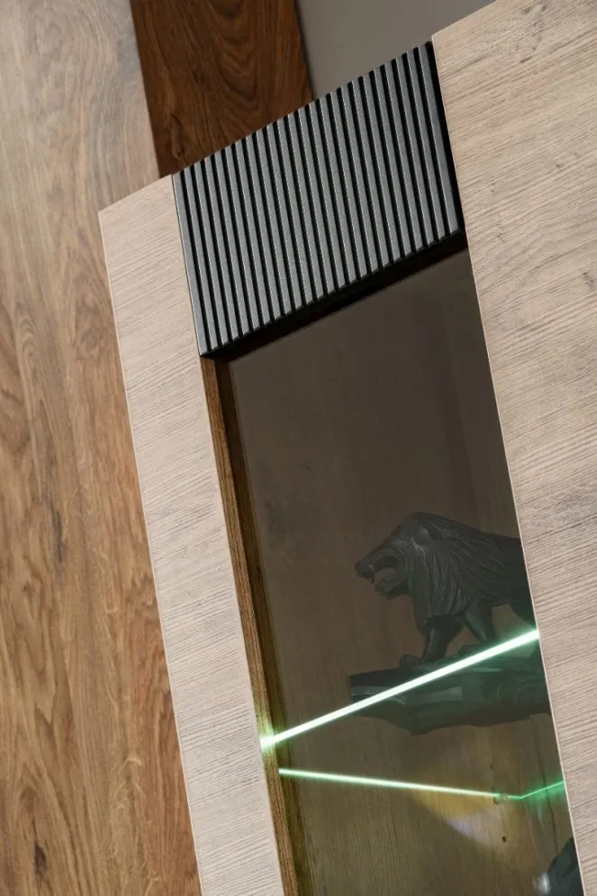 Meblościanka ARON LED dąb ribbeck/czarny mat nowoczesna I sklep meblowy MIRAT. styl RYFLOWANY kolekcja ARON