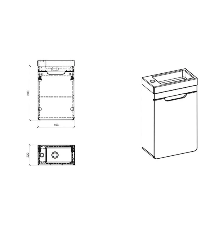 Szafka pod umywalkę ARUBA 40 cm biała/dąb mała | MIRAT. w stylu  kolekcja ARUBA