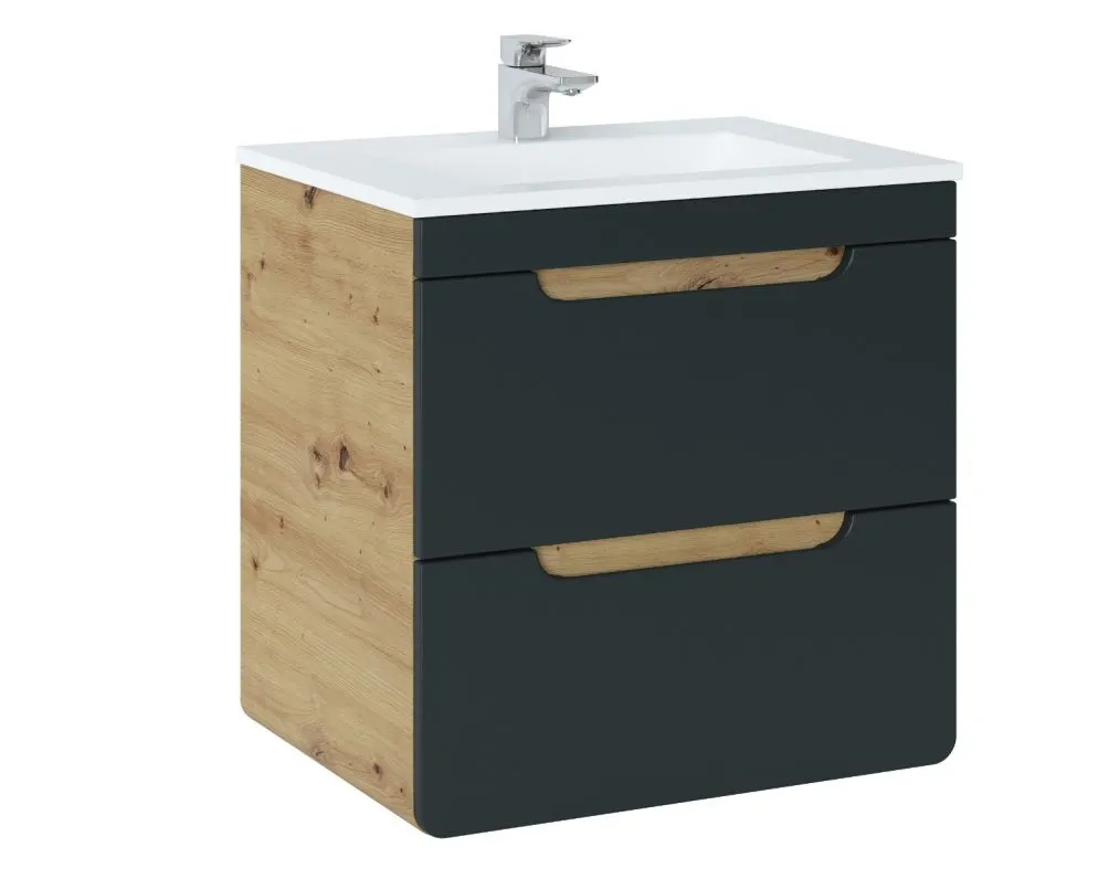 Szafka pod umywalkę ARUBA COSMOS 60 cm grafit/dąb wisząca | MIRAT. w stylu kolekcja ARUBA
