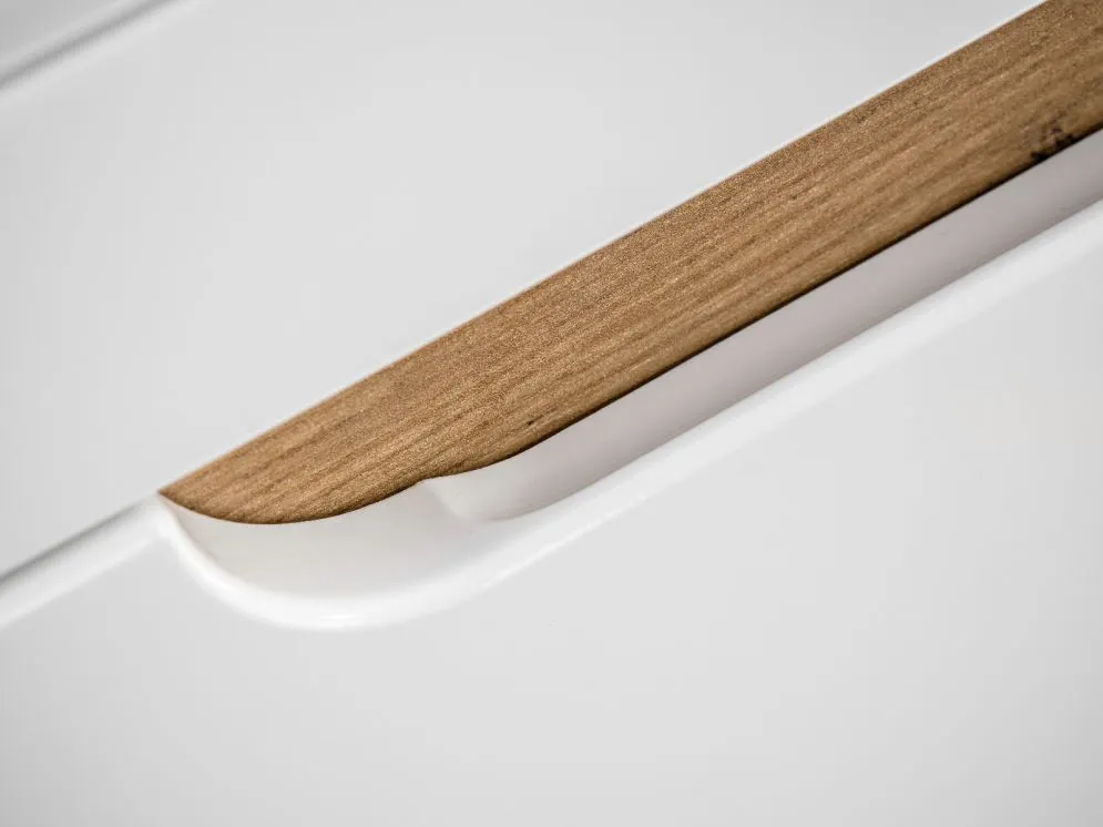 Szafka pod umywalkę ARUBA 80 cm biała połysk/dąb wisząca | MIRAT. w stylu  kolekcja ARUBA