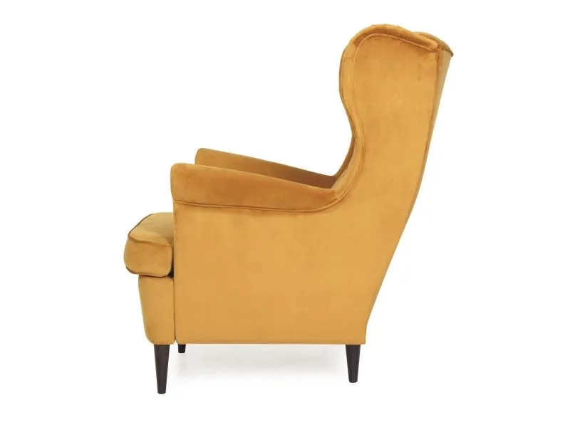 Fotel HARRY VELVET curry uszak do salonu | MIRAT. w stylu GLAMOUR, VINTAGE kolekcja