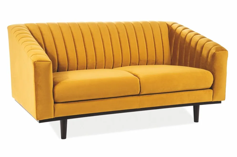 Curry dwuosobowa sofa tapicerowana tkaniną aksamitną elegancka ASPREY VELVET 2