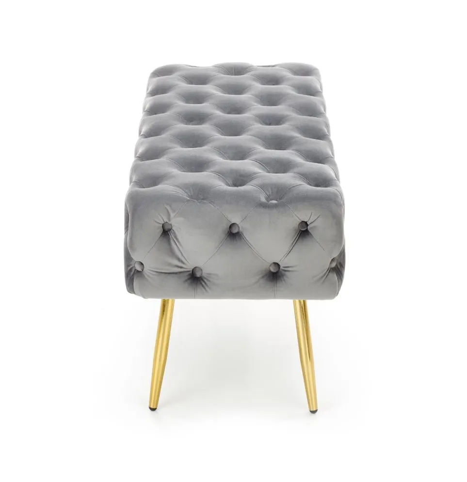 Ławka ATHENA VELVET szara na złotych nogach | MIRAT. styl GLAMOUR
