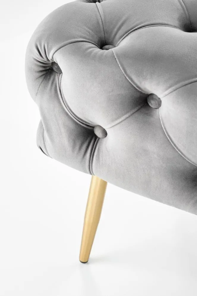 Ławka ATHENA VELVET szara na złotych nogach | MIRAT. styl GLAMOUR