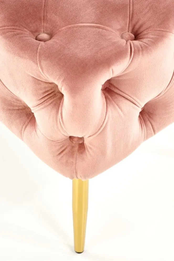 Ławka ATHENA VELVET różowa na złotych nogach | MIRAT. styl GLAMOUR